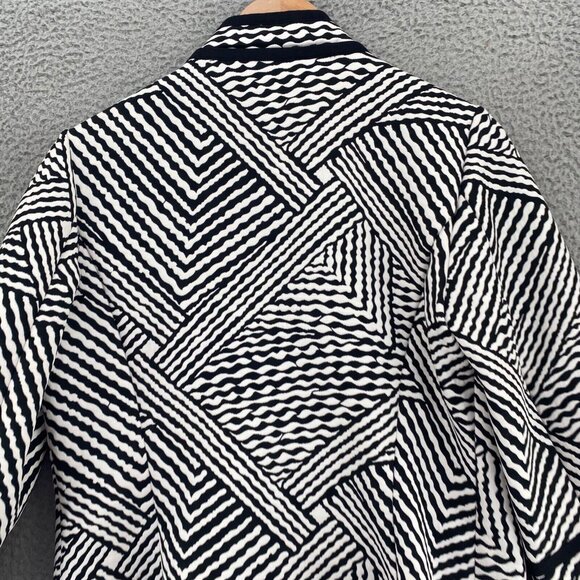 Chicos Jacket Womens 0 US Small White Abstract Striped Kimono Mandarin Collar - Picture 4 of 9